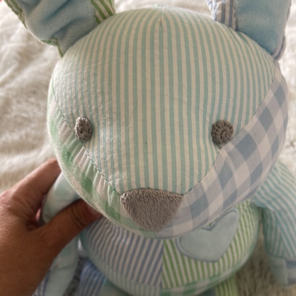 PBK Pottery Barn Kids Patchwork Lovey Toy Plush Heart Gingham Stripe - Picture 6 of 6